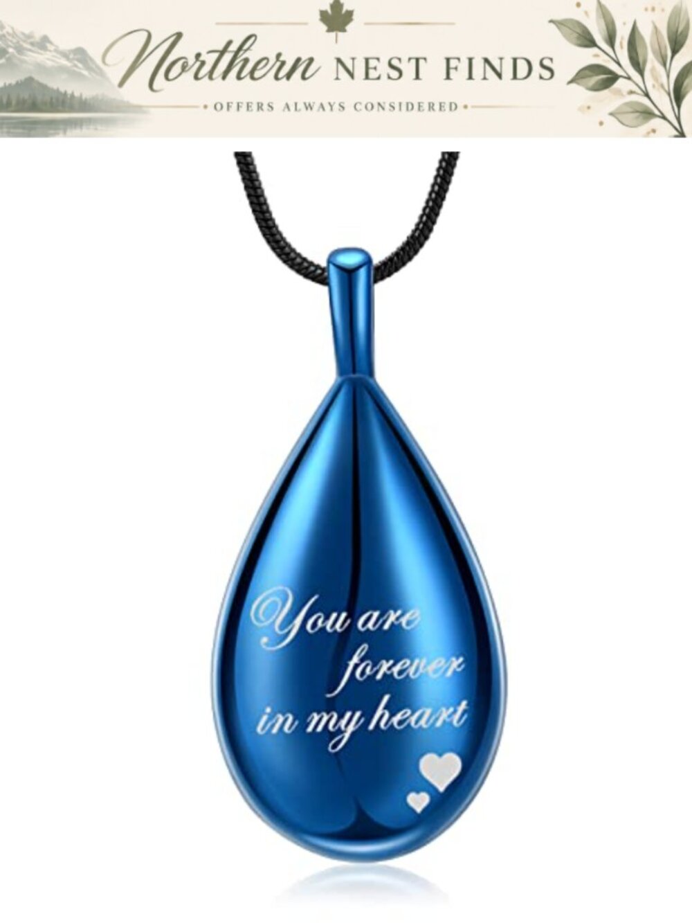 Stainless Steel Teardrop Urn Necklace Memorial Keepsake Pendant for Ashes